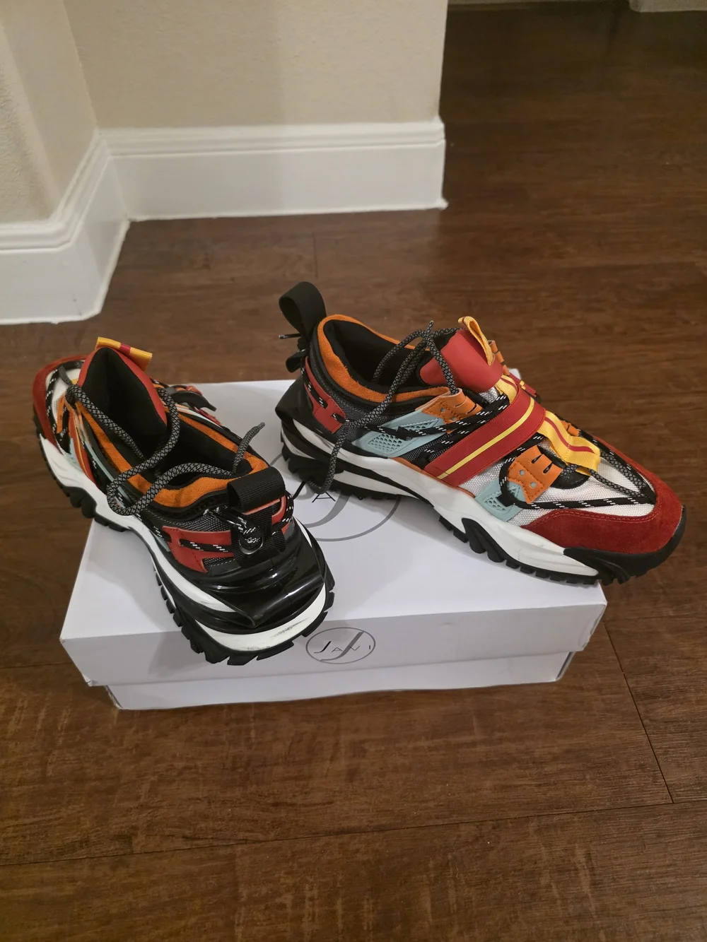 Javi Hype Sneakers | Mens 9.5 US | Red, Orange & Yellow - Picture 4 of 6